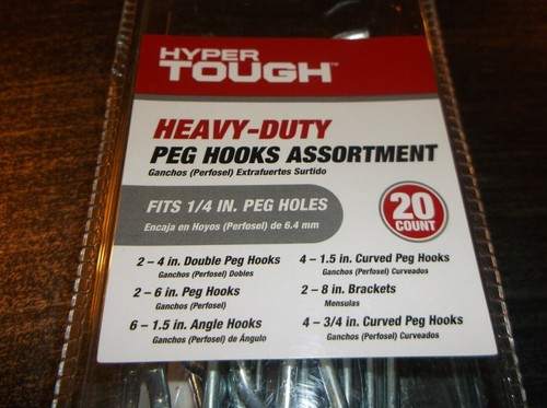 HYPER TOUGH HEAVY-DUTY PEG HOOKS ASSORTMENT 20 COUNT - Picture 2 of 3