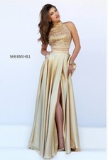 Sherri Hill 11330 Gold Evening Gown Size 4