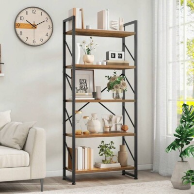 Bücherregal 5 Ebenen Bücherregal Holzregal Vitrine Aufbewahrungsregal für Wohnzimmer