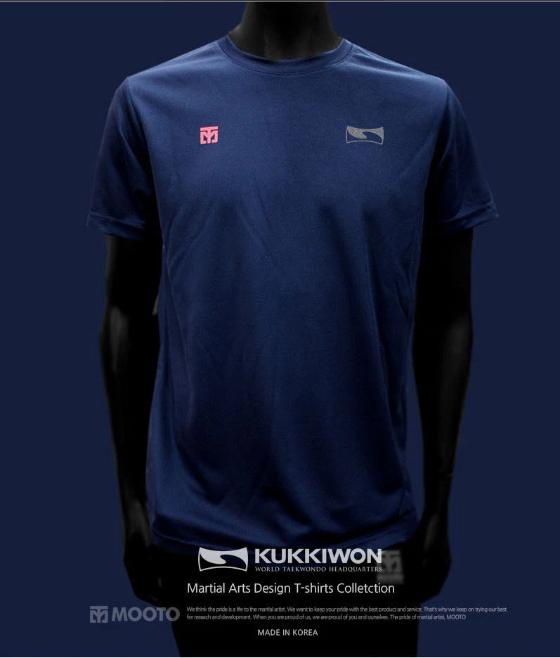 MOOTO KUKKIWON Cool Round T-Shirts WTF Martial Arts White/Black/Navy Taekwondo - Image 4 of 4