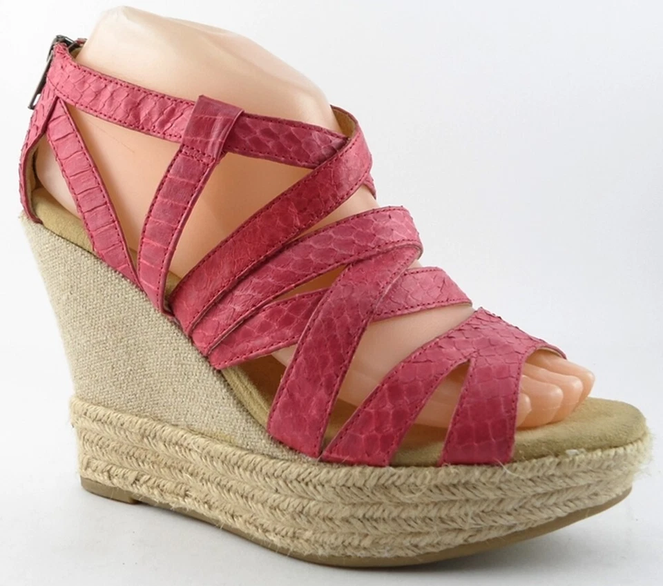 $160 DKNY DONNA KARAN Rosa Serpiente Cuero Diseñador Alpargata Cuñas 7 EUR 37,5 Foto 2 de 4