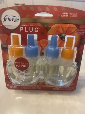 1 Pack Febreze Plug 1.75 Oz Limited Edition Fresh Harvest Pumpkin 2 Ct Refills