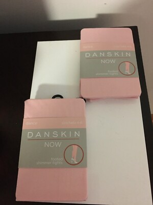 2PK GIRL'S SIZE 4-6 DANSKIN NOW  SHIMMER FOOTed DANCE TIGHTS FITS 32-54 POUNDS