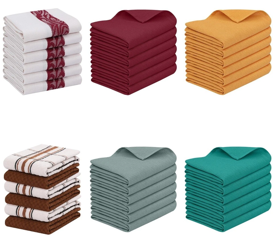 RUVANTI Kitchen &Tea-Bar Towels 15x29 100% Cotton Dishcloth Kitchen Towel set Pack of 12