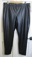 NWT Old Navy Black Faux Leather/Knit Ankle Pants Women Size XXL Pull On 49-33604