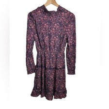 Susina Floral Mock Neck Tiered Prairie Dress Sz XS NEW Tiered Boho Navy Pink