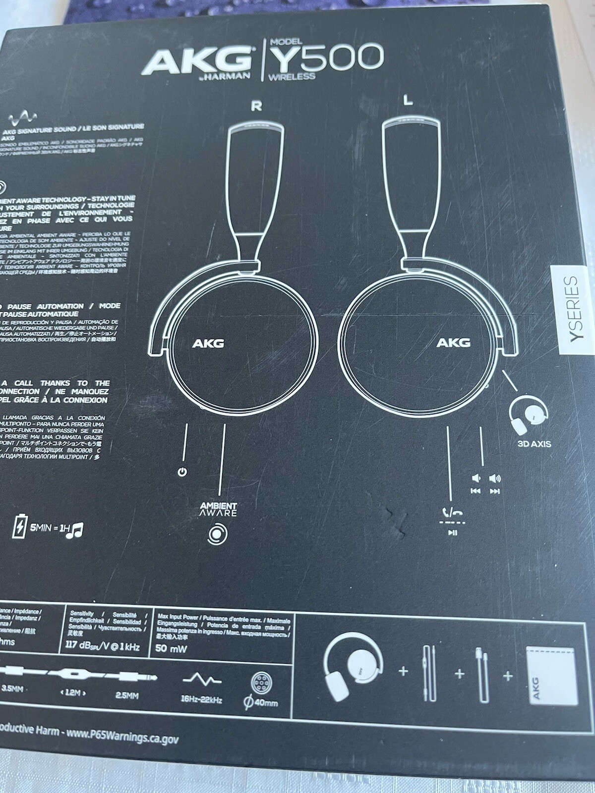 AKG Y500 Wireless Bluetooth Over The Ear Headphones by Harmon Kardon