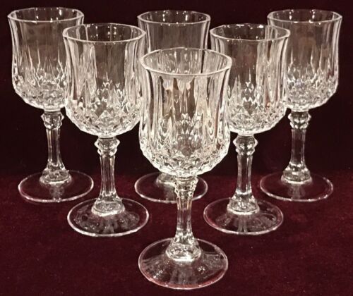 WATER / WINE - GOBLETS / GLASSES x 6 - Cristal D'Arques - 18cm H - Exc as NEW - Picture 1 of 4