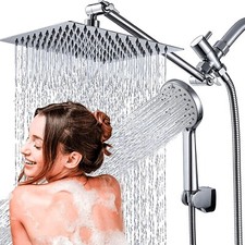 8inch Rain Square Shower Head with Handheld Spray Combo High Pressure Adjustable