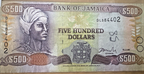 Jamaican $500 1999 Paper Note - 第 1/9 張圖片