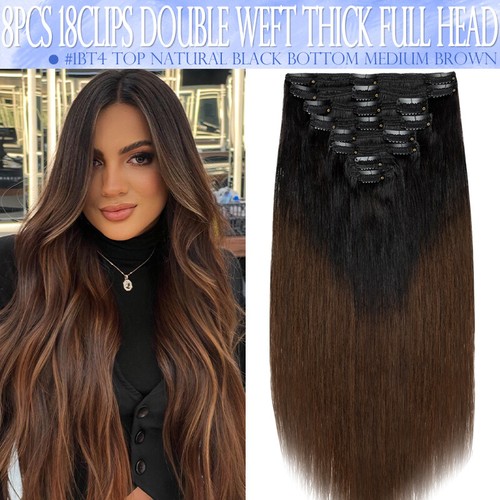100% Remy Echthaar Clip in Extensions Haarverlangerung Doppelt Tressen Dick Weft - Bild 47 von 59