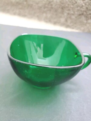 Vintage Antique Fire King Old Forest Charm Cup Dark Shine Green