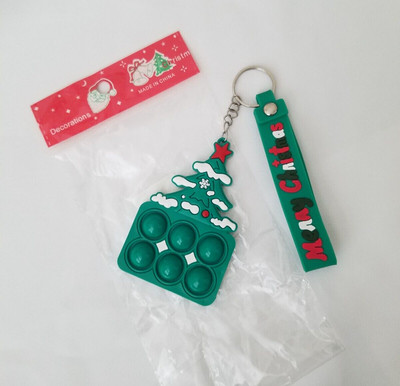 Mini Christmas Keychain Pop-it Bubble Key Chain Stress Relief Sensory Fidget Toy