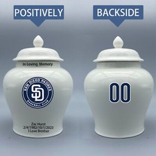 Ceramic Medium Urn for San Diego Padres Baseball Theme, Custom Text  Number