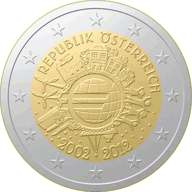 manueduc 2 Euros CONMEMORATIVOS 2012 10º ANIVERSARIO TODOS PAÍSES NUEVOS - Picture 21 of 30