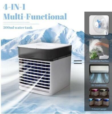 JIMACRO Mini Raffreddatore D'aria 4 In 1 Portatile: Ventilatore, Umidificatore, Purificatore E Luce LED