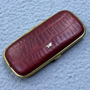 Braun Buffel Glasses Case Red Leather Luxury Designer 6" Hard Case USED READ