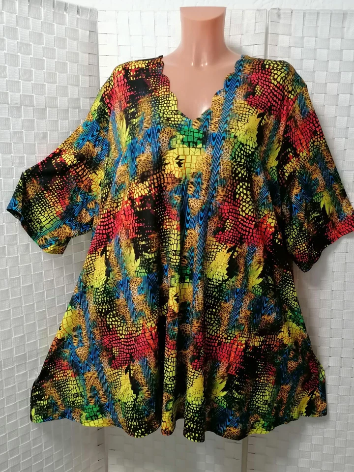 Naveed Tunika Shirt ca 56 58 60  (5)  NEU A-Linie Farbig bunt Viskose Elasthan - Bild 4 von 4