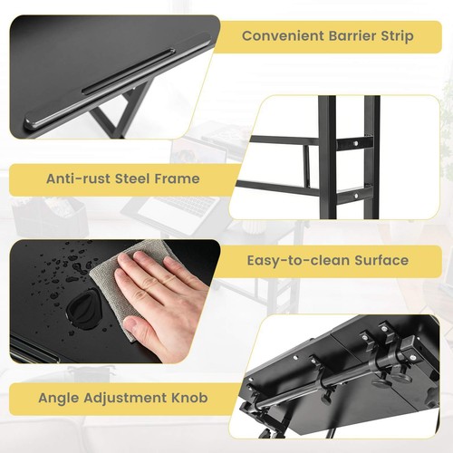 Mobile Standing Desk w/ Flip-over Desktop&Portable Stand Up Desk for Home - Picture 2 of 10