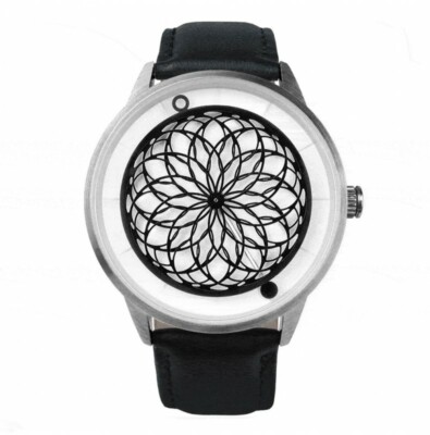 Humism Kato Automatik Stahl Saphir Weiß Schwarz Leder Unisex Uhr