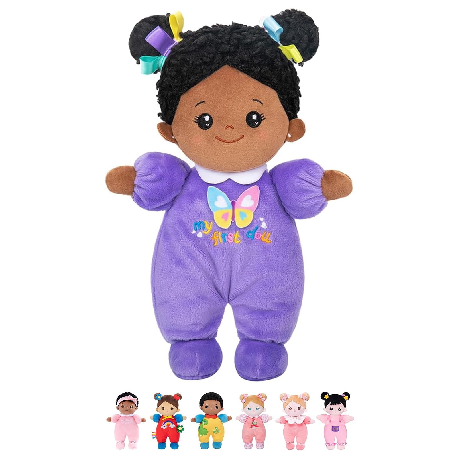 10 Black Baby Doll for 1-Year-Old Girls - Plush Gift for Bir