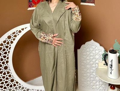 Women Gulf Abaya Embroidered Sleeves Modest Dubai Style