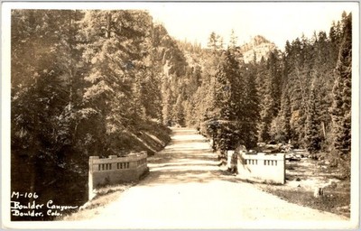 Boulder Canyon CO M-106 Dirt Road Bridge RPPC Postcard 1930s Eldora Canon