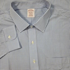 NWT Brooks Brothers Mens Madison Dress Shirt 18-34 Blue White Plaid Button Up