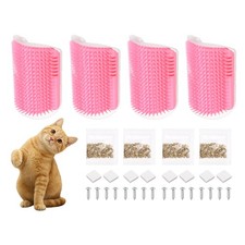 Self Grooming Cat Brush, Cat Self Groomer Scratcher with Catnip (4Pcs, S, Pink)