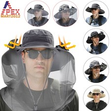 Solar Fan Hat Wide Brim Outdoor Bucket Fishing Sun Cap Rechargeable With 2 Fans