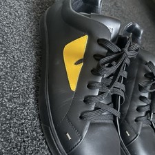 Fendi Black Leather Monster Eyes Trainers Men's Uk Size 7