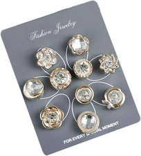Cover up Buttons Pearl Safety Brooch Pins Button Lapel Pin for Women Girls Chris