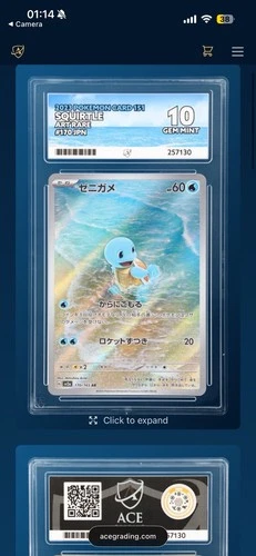 Pokémon 151 Squirtle Card 170/165, Wartortle Card 171/165 Ace Grade 10 Japanese