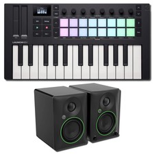 Controlador MIDI Novation Launchkey Mini MK4 25 teclas con Mackie CR4.5 Studio Monito