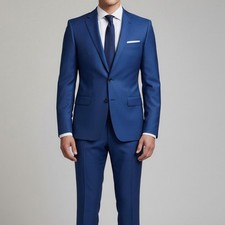 Men  s 2 Piece Suit Slim Fit Blue Blazer Trouser Set Tuxedo Wedding Formal Wear