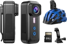 BOBLOV F5 2.7K Body Camera, 64GB Body Worn Camera 150mins Video Ride Recording