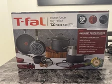 T-Fal Cookware Stone Force Nonstick Cookware Set 12 Piece Brand New