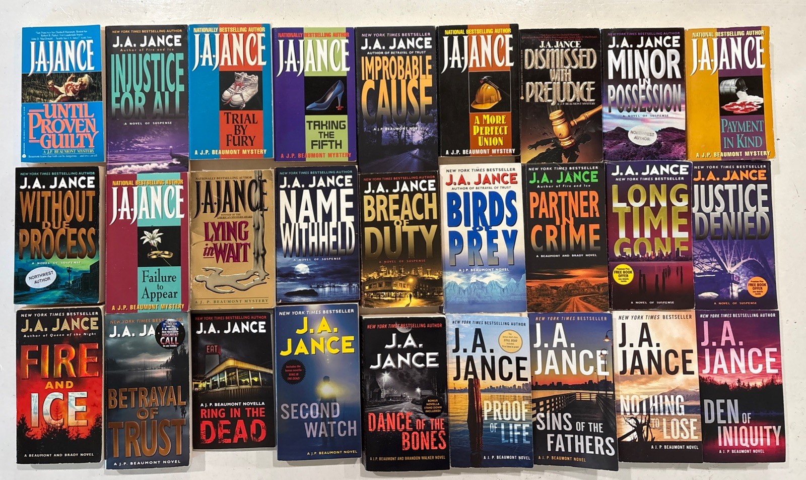 Complete JP BEAUMONT Mystery Series Novels 1-28 J.A. JANCE In 27 PB Book Set Lot