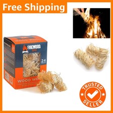 24 Pack of Natural Wood Wool Fire Lighters - Hassle-Free, Odourless Ignition 0.83 per lighter