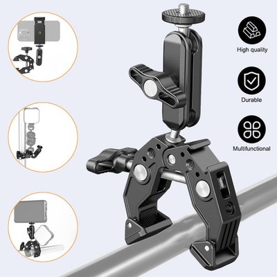 Super Clamp Klemme mit 360° Doppelkugelkopf, Handy/Action Cam Halterung Adapter