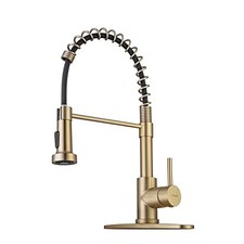 Brushed Kitchen Faucet with Pull Down Sprayer, RV Brass Kitchen Faucet Gold