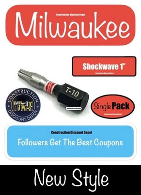 Pack of 1 Milwaukee Tool Shockwave Impact Torx T-10 T10 Insert Drill Bits 1''