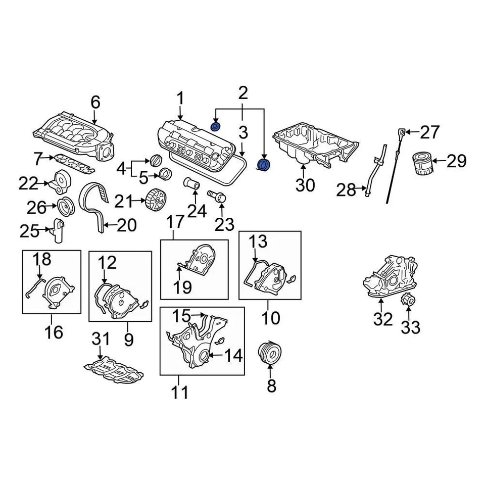 For Honda Accord 2008-2012 Honda 12050R70A00 Right Engine Valve Cover Gasket Set Foto 2 de 2