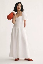 Anthropologie Reformation DAVILA 100% Linen Lined Midi Dress 12 pockets Feminine