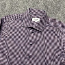 ETON Contemporary Dress Shirt Mens 17 1/2 44 XL Red Check 100 Cotton