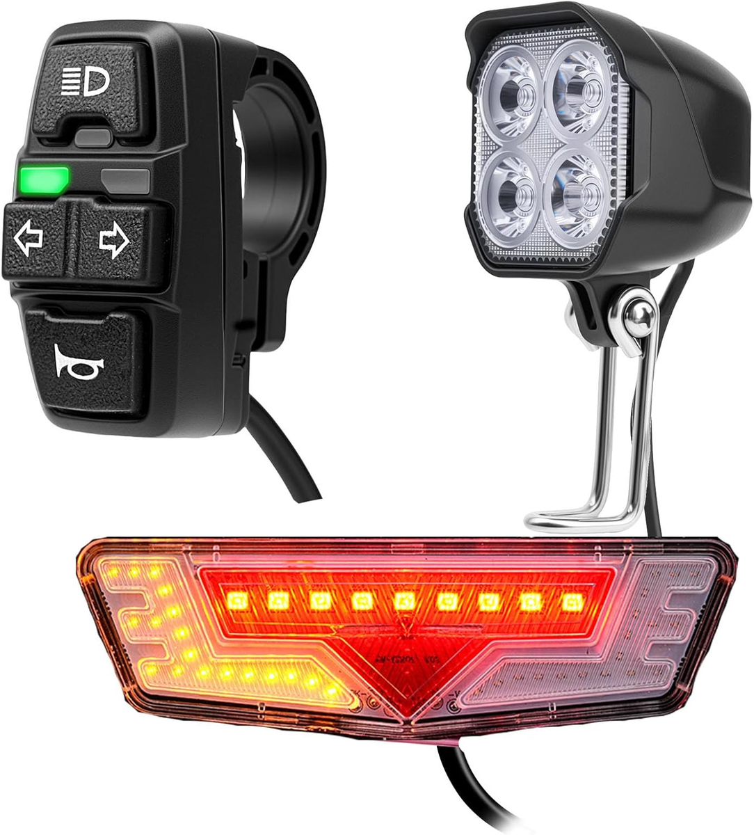Ebike Light Kit, 24V 36V 48V Electric Bicycle Headlight & Taillight with  Turn Si | eBay