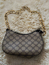 Damen Schultertasche klein,Beige/Schwarz Kett...