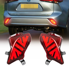 Rear Bumper Reflector Tail Light For 20-26 Toyota Highlander LED DRL Turn Signal