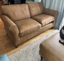 John Lewis Leather Sofa and Footstool