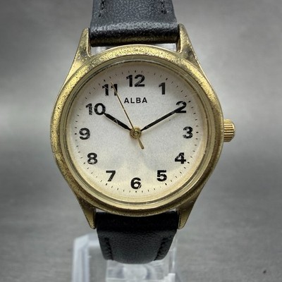 Seiko Alba Watch Women 26mm Silver Dial Gold Tone Round VJ21-KF60 New Battery